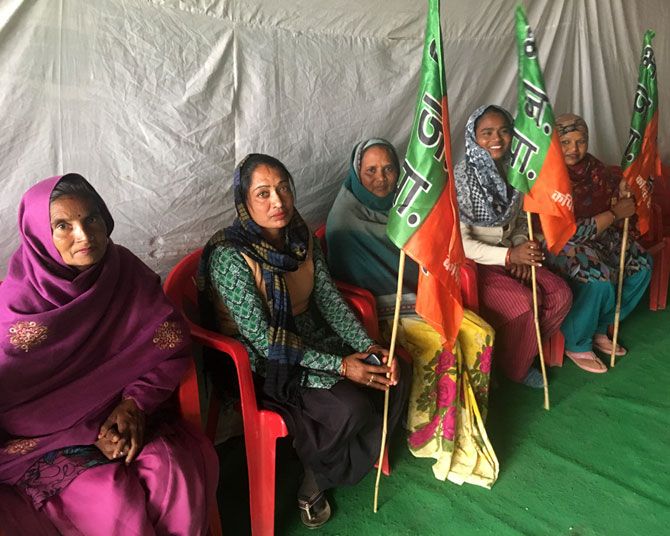 Party workers in the BJP office in Muzaffarnagar