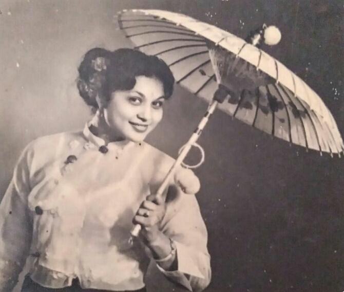 Actress Nirupa Roy during a trip to Burma