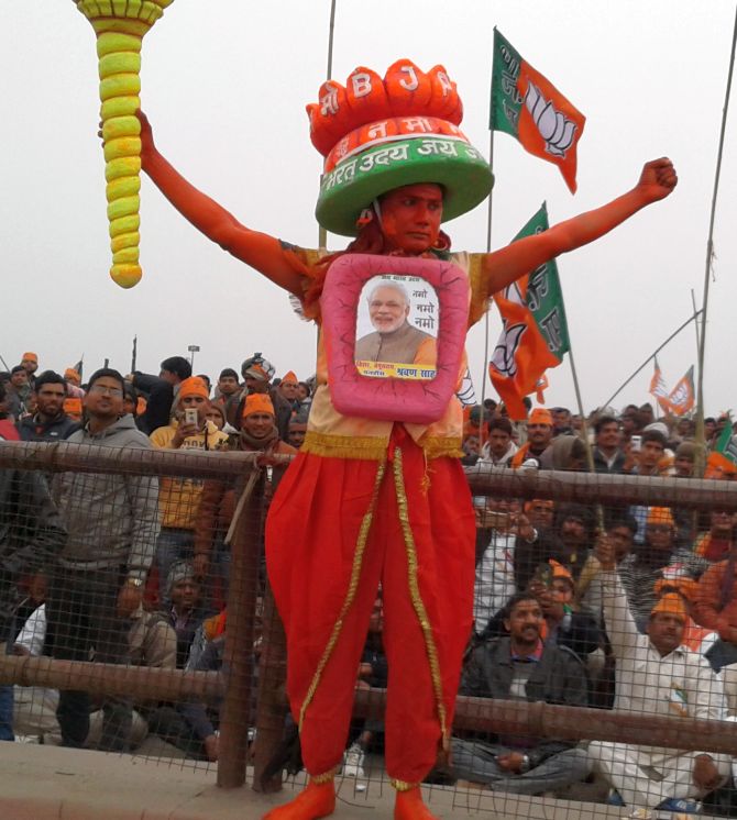 A Narendra Modi supporter in Lucknow