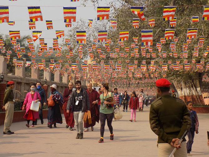 Tibetan devotees in Bodhgaya for the Kalachakra Puja