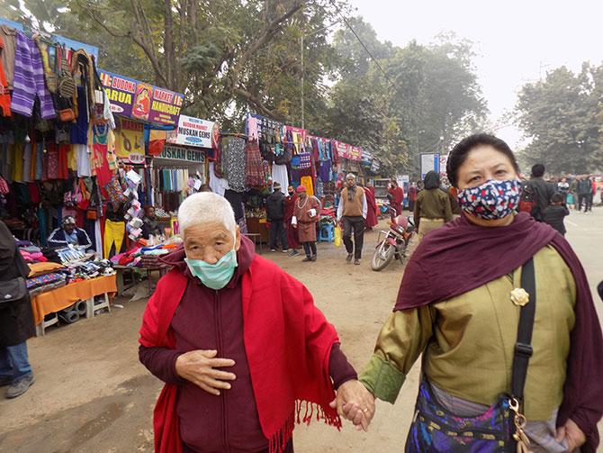 Tibetan devotees in Bodhgaya for the Kalachakra Puja