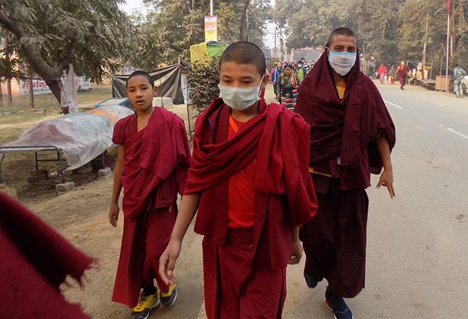 Tibetan devotees in Bodhgaya for the Kalachakra Puja