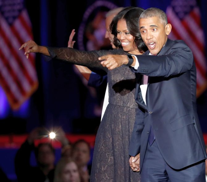 'Yes we can, yes we did!' Teary Obama bids farewell - Rediff.com India News