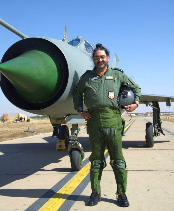  Air Chief Marshal B S Dhanoa before his solo MiG-21 flight, January 13, 2017.