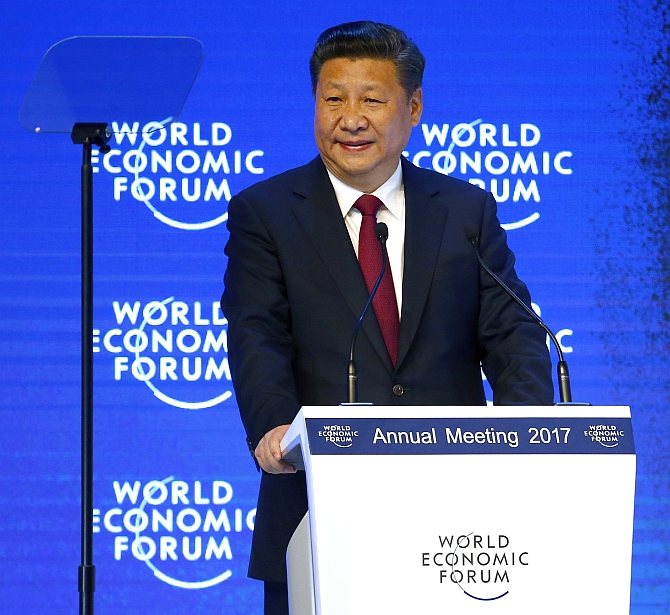 Chinese President Xi Jinping addresses the World Economic Forum in Davos, January 17, 2017. Photograph: Ruben Sprich/Reuters