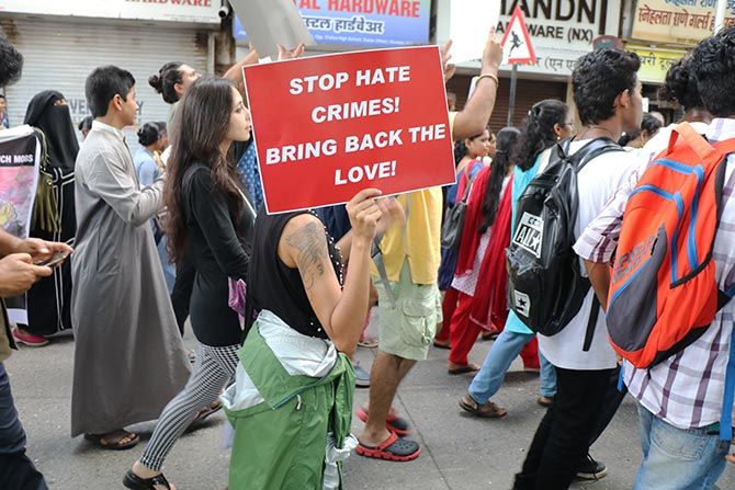 A protest against targeted lynchings, Mumbai, July 3, 2017. Photograph: Uttam Ghosh/Rediff.com