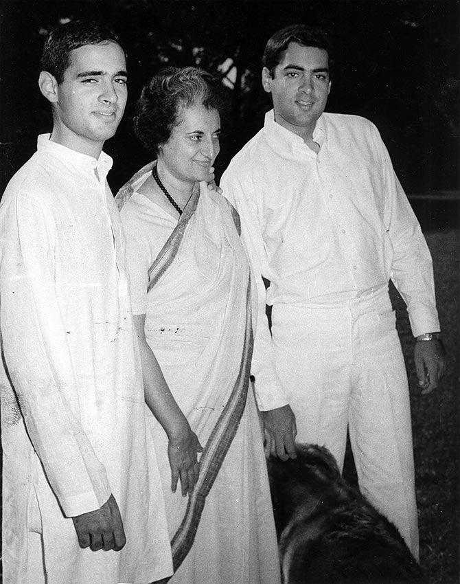 Indira Gandhi with her sons, Sanjay and Rajiv 