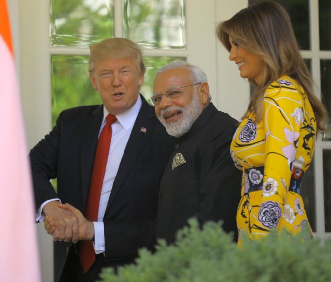 Modi, Trump and Melania at the White House