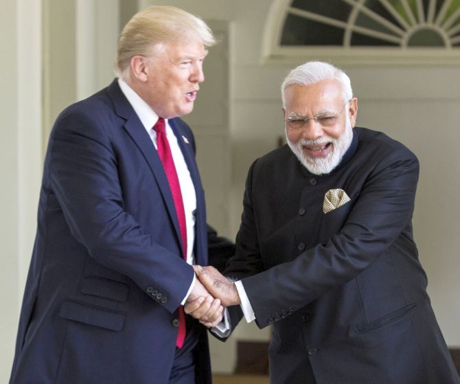 Prime Minister Narendra D Modi with United States President Donald J Trump at the White House, June 2017.