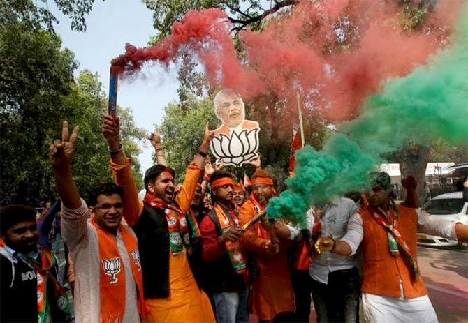 BJP celebrates in Uttar Pradesh