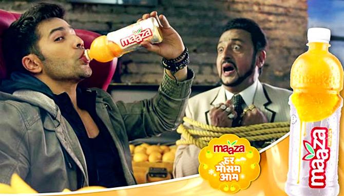 Varun Dhawan and Gulshan Grover in the Maaza ad