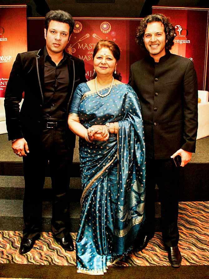 Subhalakshmi Khan is flanked by her sons, Amaan and Ayaan.