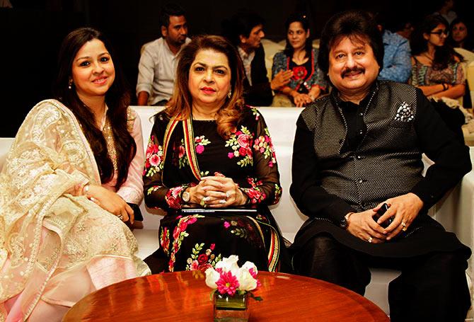 Pankaj Udhas was accompanied by his wife, Farida, and daughter, Reva.