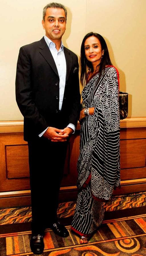 Suchitra takes a break from her hosting duties and gets a picture clicked with Congress leader Milind Deora