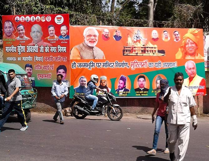 A banner in Lucknow. Photograph: Sandeep Pal