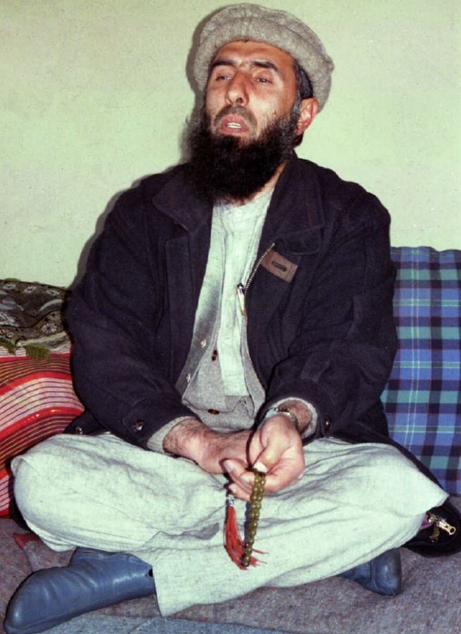 February 16, 1995, Gulbuddin Hekmatyar, then a former Afghan prime minister and head of the Hezb-e-Islami faction, speaks to reporters at his regional base in Puli Alam in Logar province. Photograph: Reuters