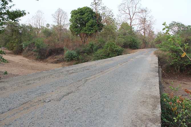 The most dreaded bridge over a nallah en route to Gangaloor: A favoured ambush spot for the Maoists. IEDs -- improvised explosive devices -- are discovered here regularly. The Maoists choose this spot to attack CRPF jawans as the road ahead takes a sharp turn, making the extremists invisible to troops approaching this bridge