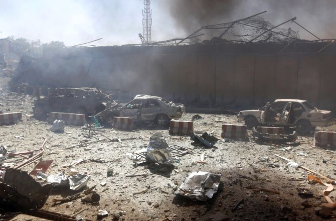 The site of the horrific terrorist attack in Kabul on May 31, 2017, which killed 90 people and wounded hundreds. Photograph: Omar Sobhani/Reuters