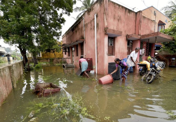 A flooded area in Chennai following heavy rains, November 3, 2017. Photograph: R Senthil Kumar/PTI Photo