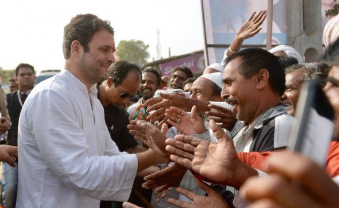 Rahul Gandhi on the campaign trail in Padla, Gujarat, November 13, 2017. Photograph: Courtesy @INCIndia/Twitter
