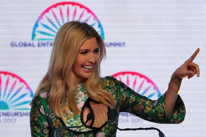 In her keynote address, Ivanka said fuelling the growth of women-led businesses isn't good only for society, but also for the economy. Photograph: Cathal McNaughton/Reuters