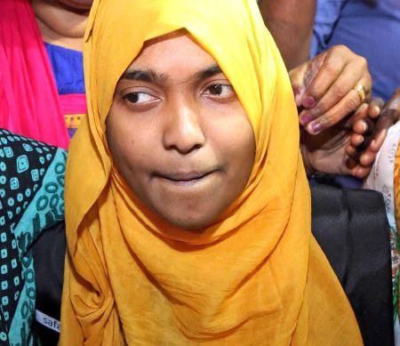 Akhila Ashokan aka Hadiya at the Sivaraj Homeopathy Medical College. Photograph: PTI Photo