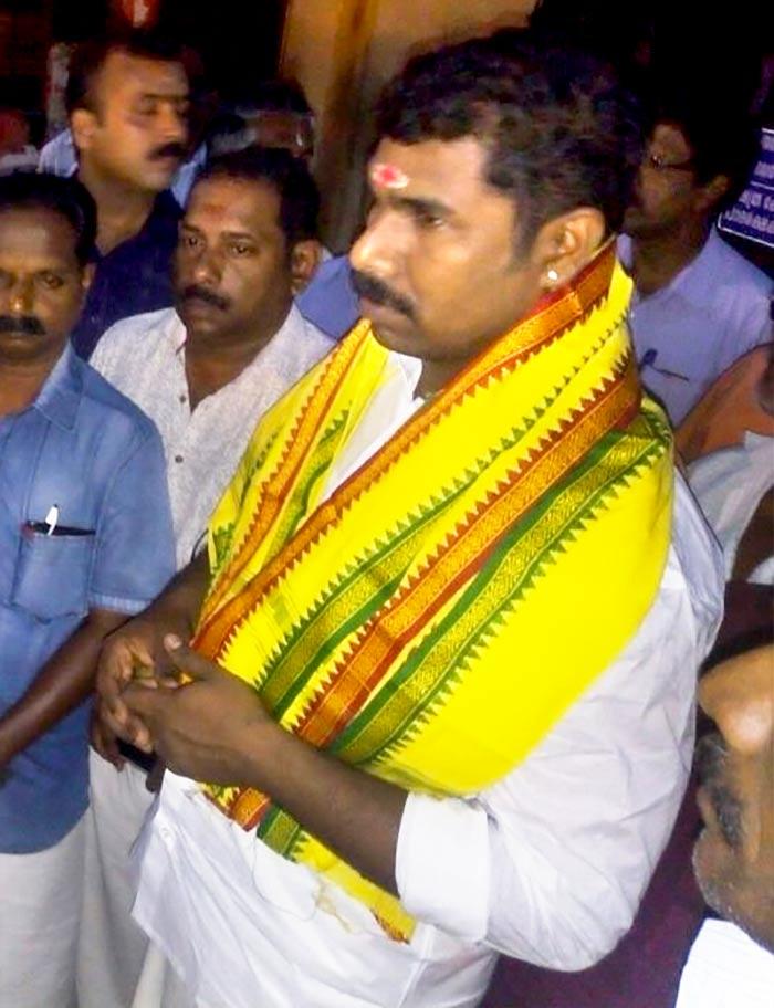 Sudhi Kumar, right, the day he joined the famous Chettikulangara Bhagavathy Kshetram in Mavelikara, Kerala. Photograph: Kind courtesy Sudhi Kumar