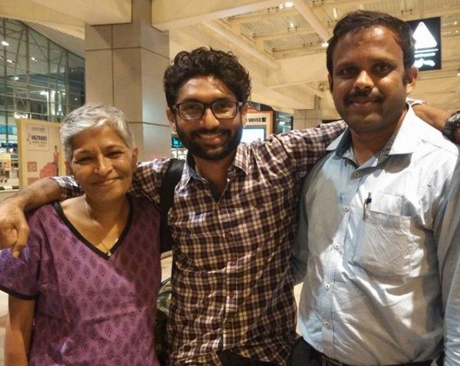 Gauri Lankesh, Jignesh Mewani and Harshakumar Kugwe