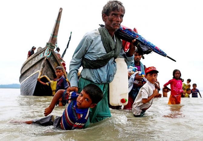 Rohingya refugees on the Myanmar-Bangladesh border