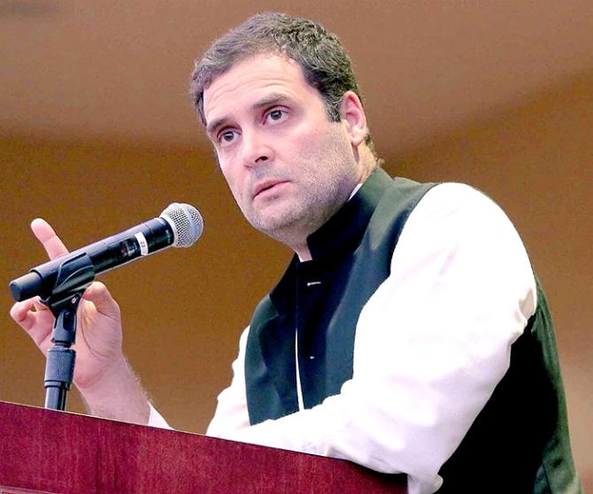 Rahul Gandhi speaks at the New York event