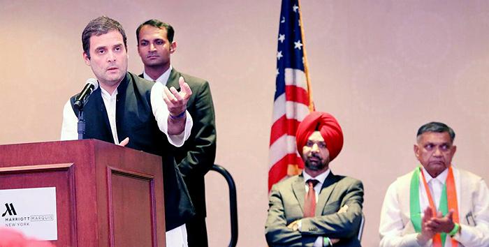 Rahul Gandhi speaks at the New York event