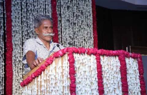 Mr Rammohan addresses a gathering in Hyderabad