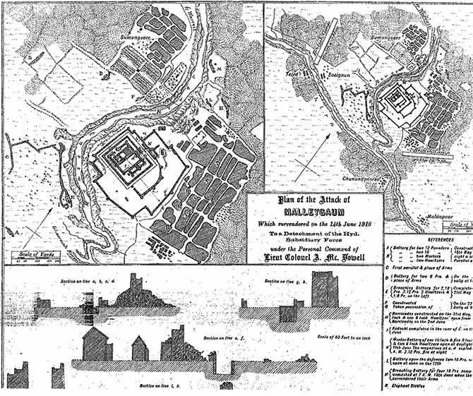 A map of the Battle of Malegaon