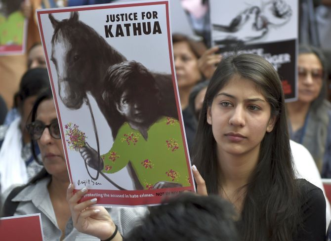 The protest in New Delhi about the Kathua and Unnao rapes
