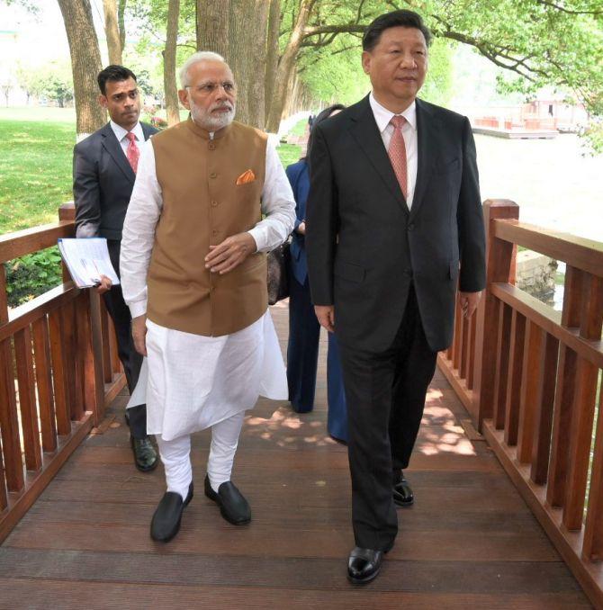 Prime Minister Narendra Damodardas Modi with Chinese President Xi Jinping in Wuhan, April 27, 2018.