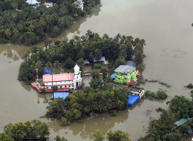 A scene from the prime minister's helicopter, August 18, 2018. Photograph: Press Information Bureau