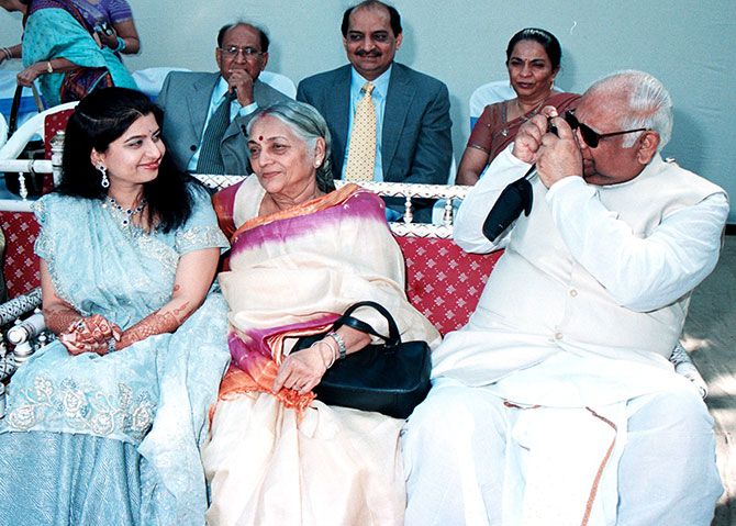 Mr and Mrs Somnath Chatterjee with their granddaughter-in-law.