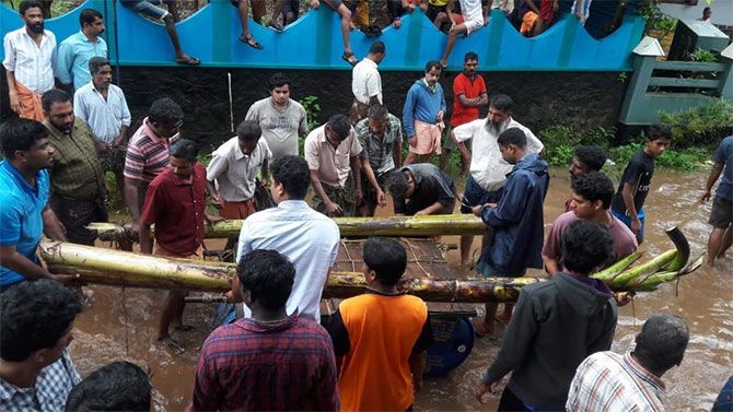 A raft being made of banana tree