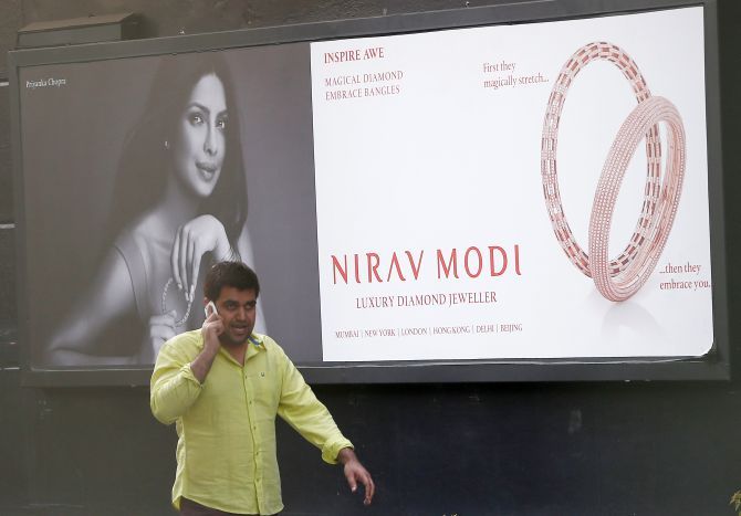A Nirav Modi showroom in New Delhi. Photograph: Adnan Abidi/Reuters