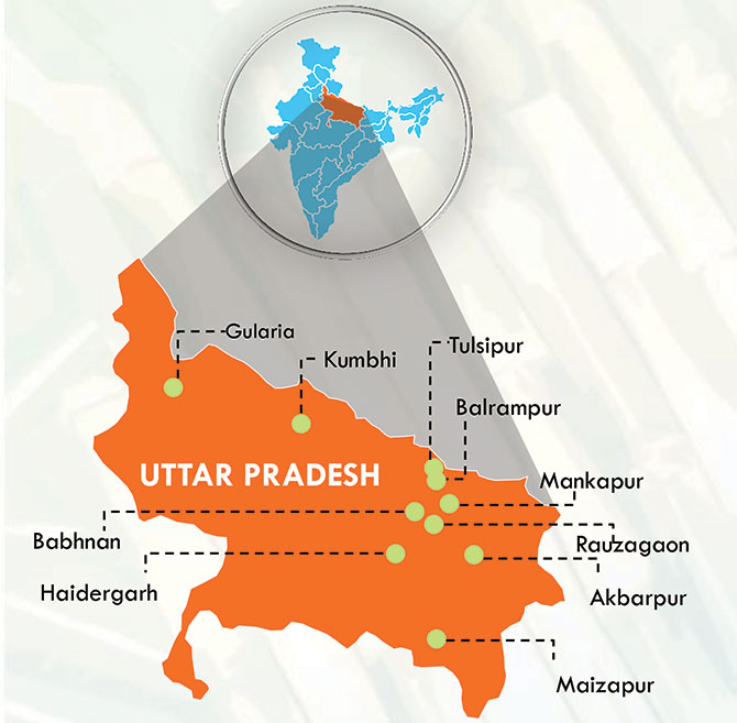 Locations of Balrampur Chini Mills factories. Courtesy: Balrampur Chini Mills