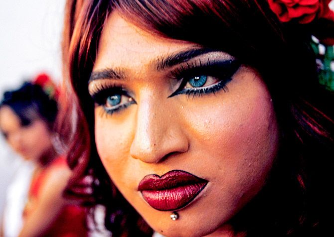 A transgender participates in a beauty contest