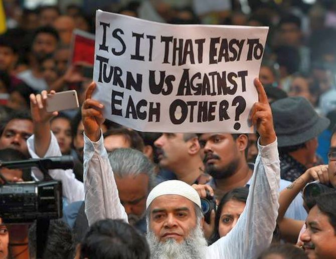 A protest against the spate of lynchings in India.