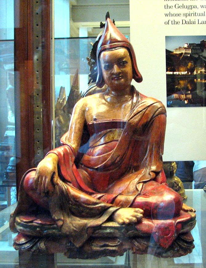 Figure of a seated lama from Ladakh at the British Museum. Photograph: Courtesy Mistvan/Wikimedia Commons.