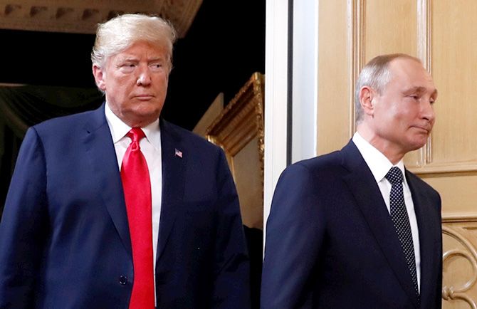 US President Donald J Trump with Russian President Vladmir Putin