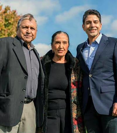 Suneel Gupta, right, with his parents Damyanti and Subhash Gupta