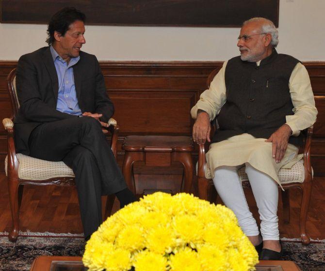 Imran Khan with Prime Minister Narendra Damodardas Modi in New Delhi, December 2015. Photograph: @MEAIndia/Twitter