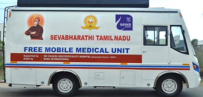 An RSS ambulance. Photograph: Kind courtesy Tarun Vijay