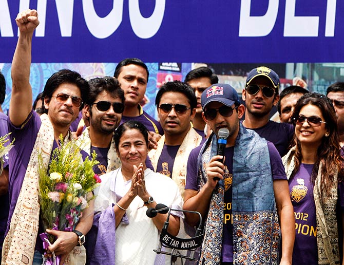 Mamata Banerjee with the Kolkata Knight Riders