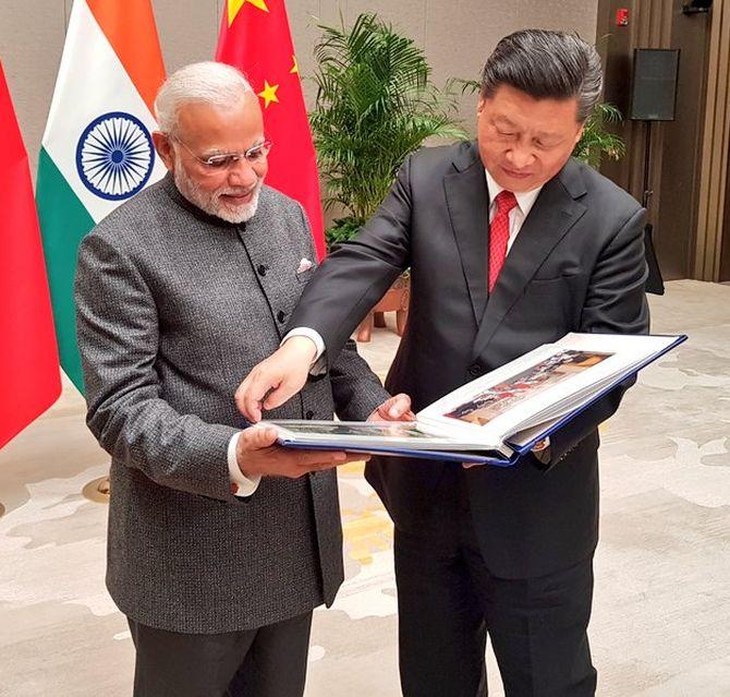 Prime Minister Narendra Damodardas Modi with Chinese President Xi Jinping