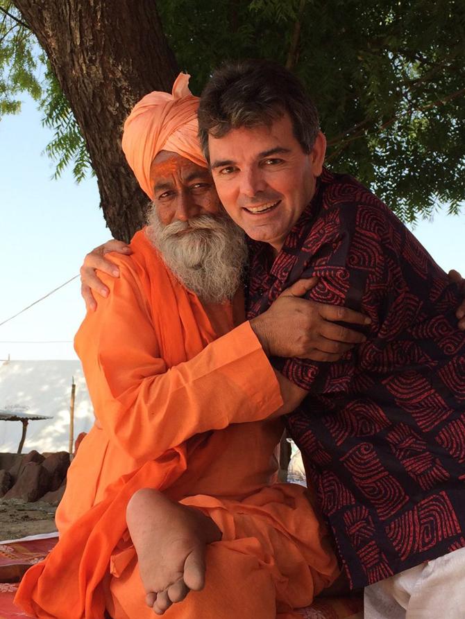 Charles Thompson at a yoga institute in Madhya Pradesh